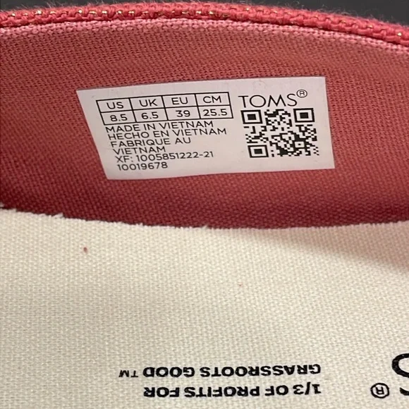 Toms Faded Rose Metallic Linen Alpargata Shoes NWT 8.5 - Picture 2 of 12